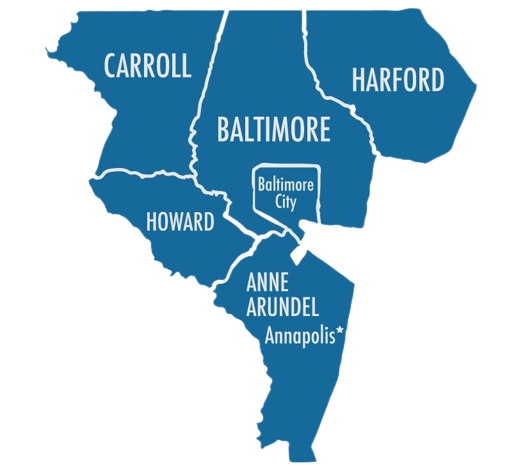 map of Move Junk service areas in Maryland