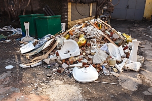 Baltimore bathroom renovation junk removal pile