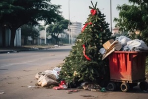 christmas tree in the trash after the holiday